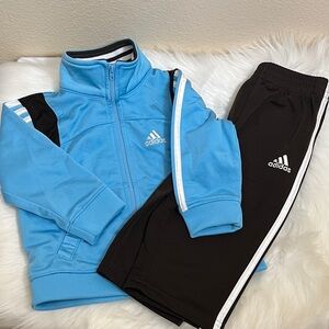Adidas Light Blue Black Track Jacket Jogger Set